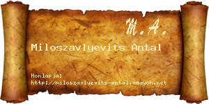 Miloszavlyevits Antal névjegykártya